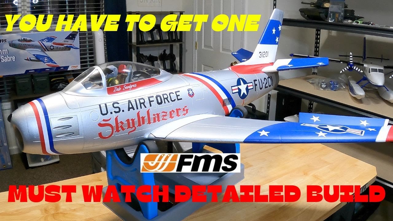 FMS F-86 SABRE 80mm FULL ASSEMBLY WITH GREAT TIPS #f86 #rcjet #fms
