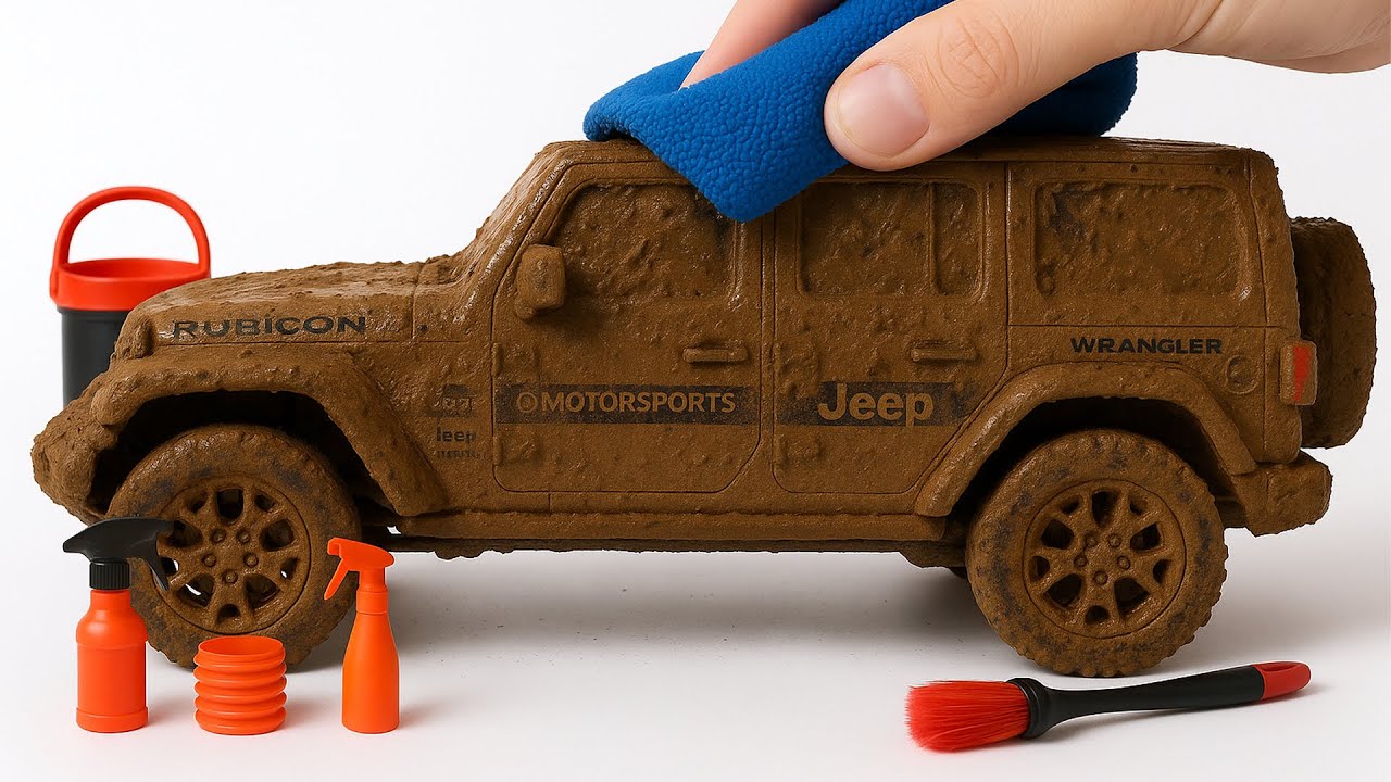Super Realistic Cleaning of a 1:24 Jeep Rubicon After an Extreme Off-Road Adventure 🥵