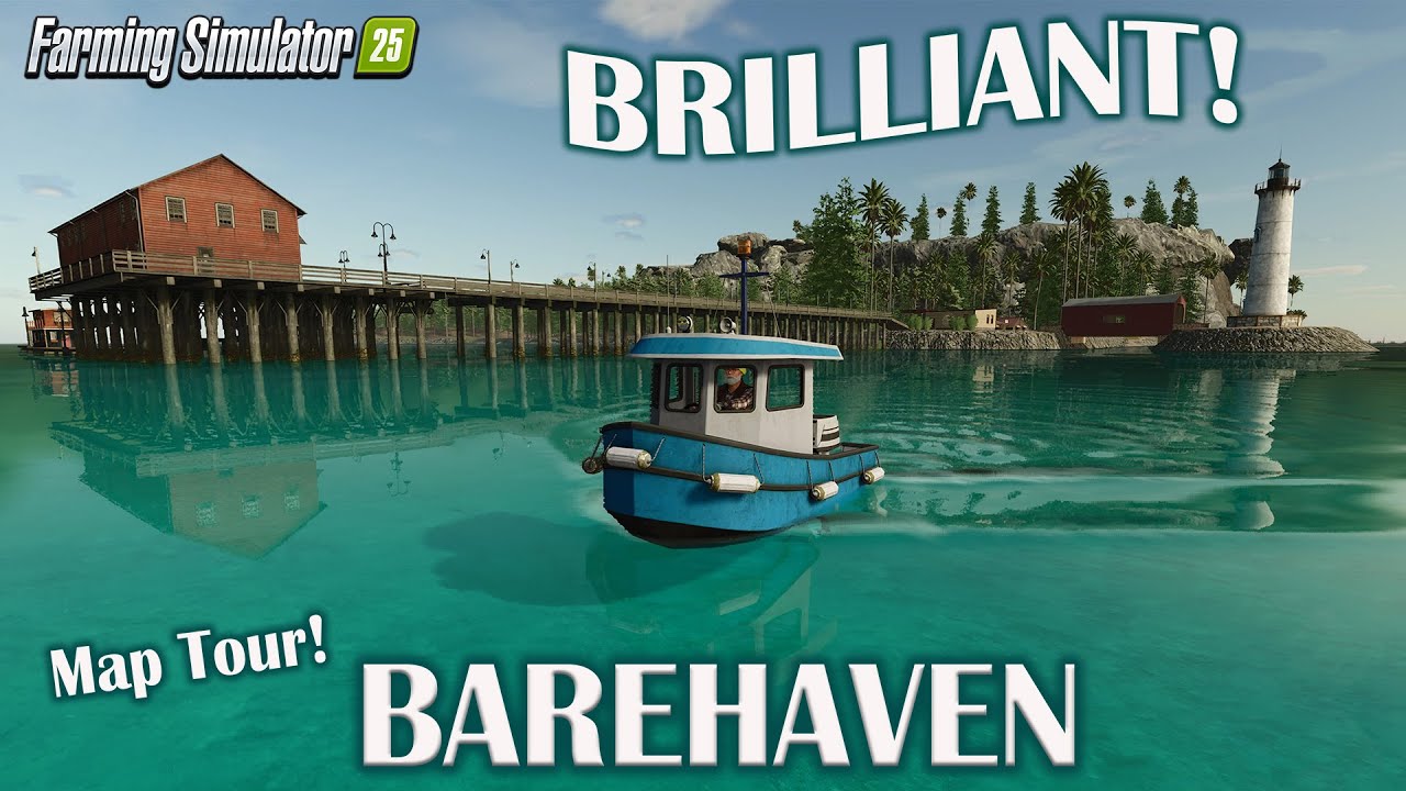 GENIUS FEATURES?!! BAREHAVEN! NEW (ISLAND) MOD MAP! (TOUR/REVIEW!) Farming Simulator 25