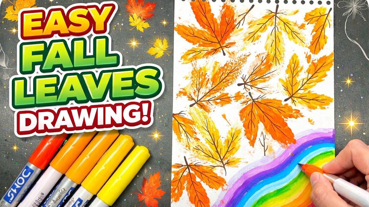 Beautiful Leaf Printing Art with Rainbow 🌈 | Easy Nature Painting Idea for Beginners