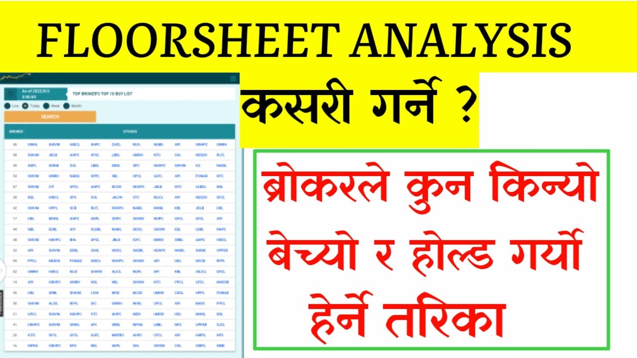 Floorsheet Analysis गर्ने तरिका | सेयर किन्नु अघि कुन ब्रोकरले कुन किन्यो,बेच्यो र होल्ड गर्यो हेरौँ