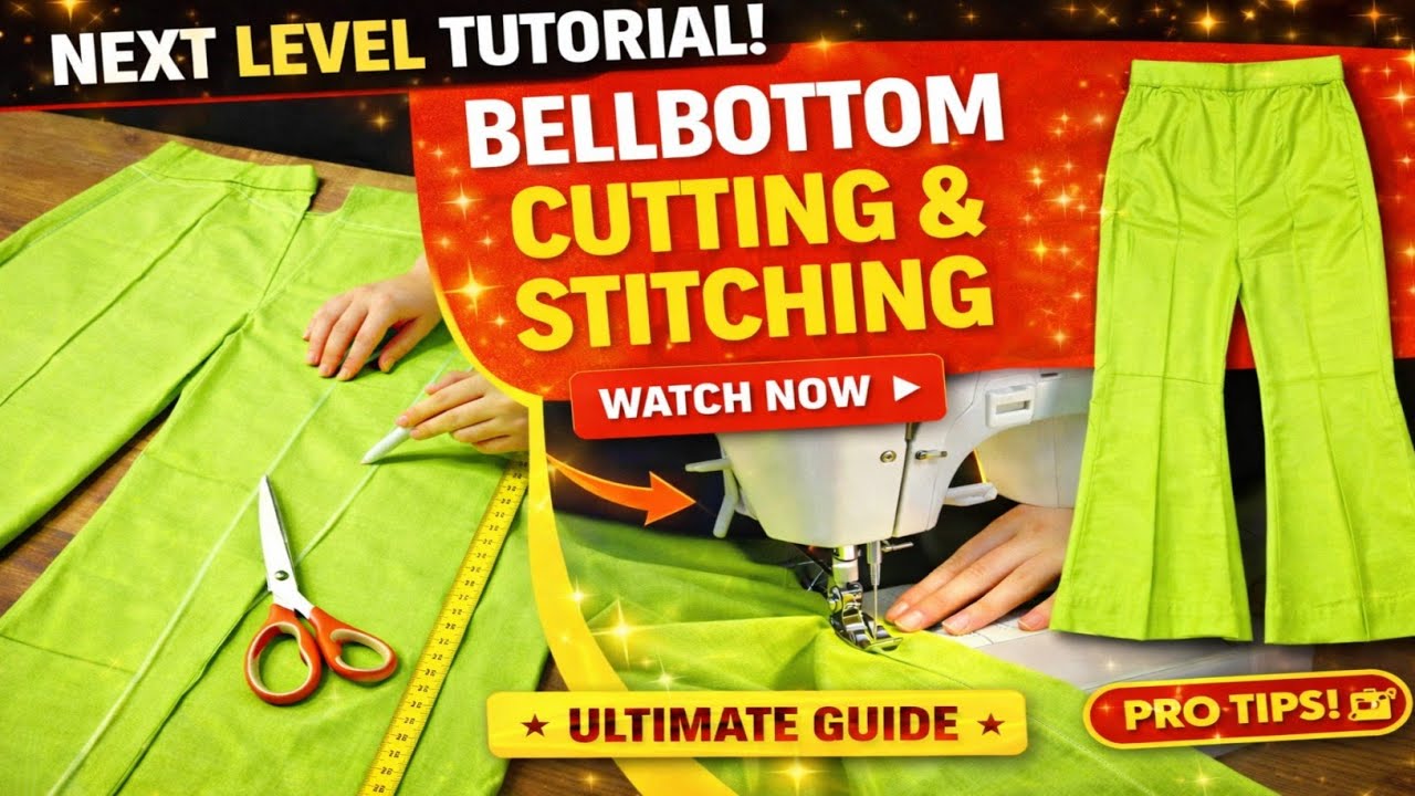 Bell Bottom Pant Cutting & Stitching for Beginners |Easy Bell Bottom Trouser Cutting with Stitching 
