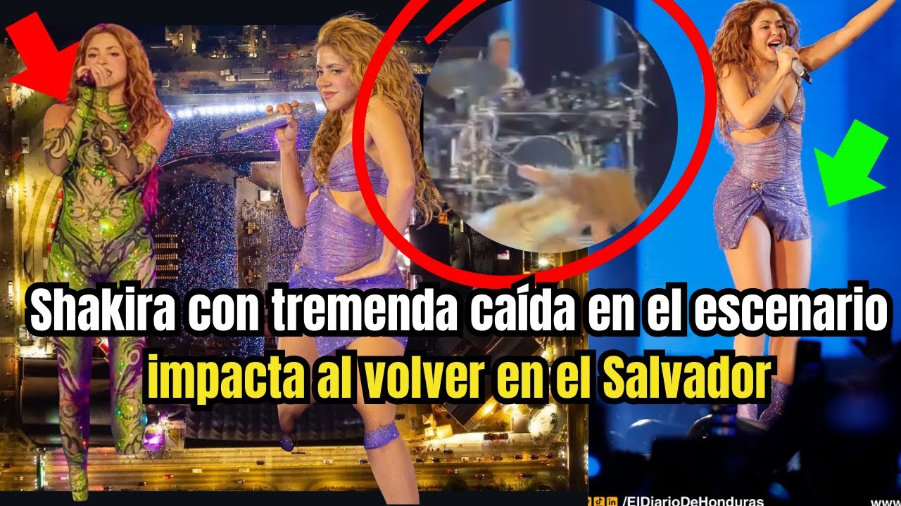 Shakira con tremenda caída en el escenario sin palabras su regreso al el Salvador