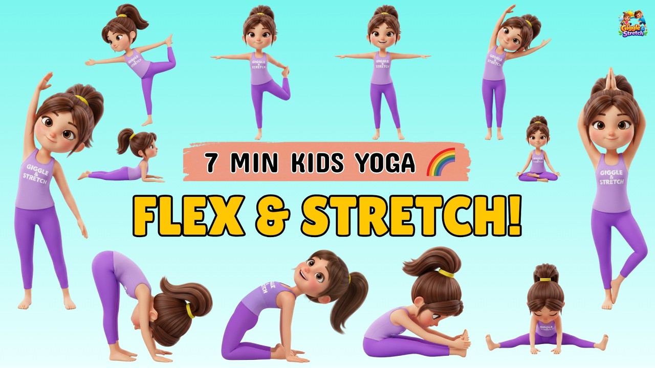 7 Min Kids Yoga | Fun Flexibility & Stretching for Kids | Giggle & Stretch