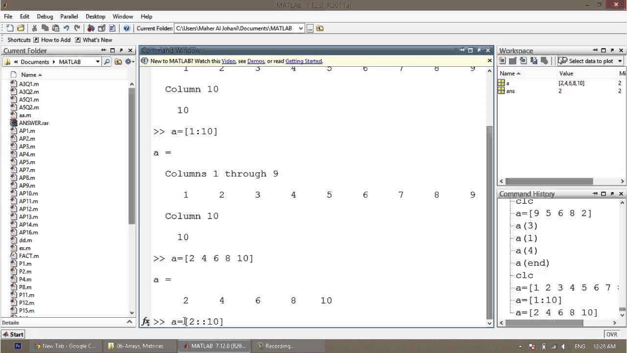MATLAB - 07 - Arrays & Matrices & Vectors