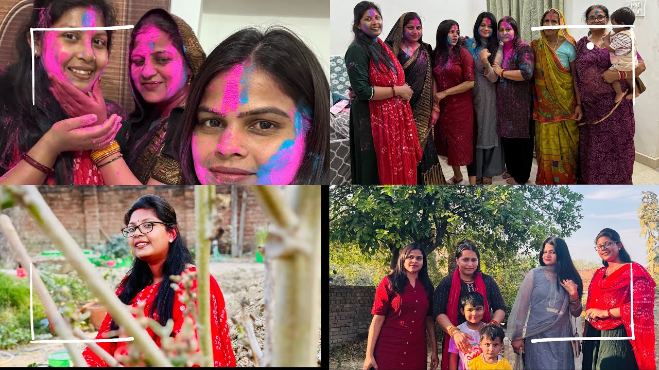 Sabse milne gaye || Devrani ke sath Pehli Holi #prayagraj #holispecial #holicelebration #holivlog