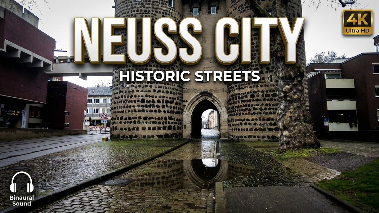 NEUSS CITY WALK &bull; GERMANY 4K 60FPS | POV RAINY HISTORIC STREETS | 3D AUDIO | NO TALKING | OLD TV