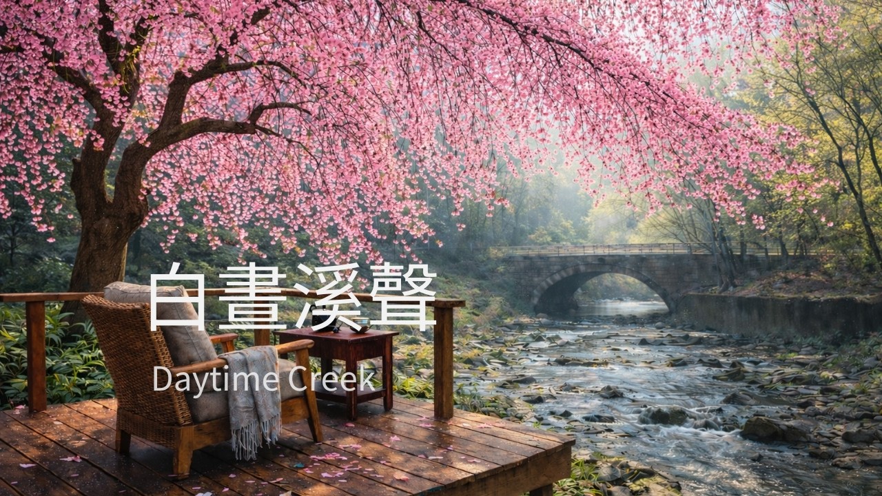 白晝溪聲・櫻花溪畔｜Creek Sounds for Studying  Water Background Noise (No Music)