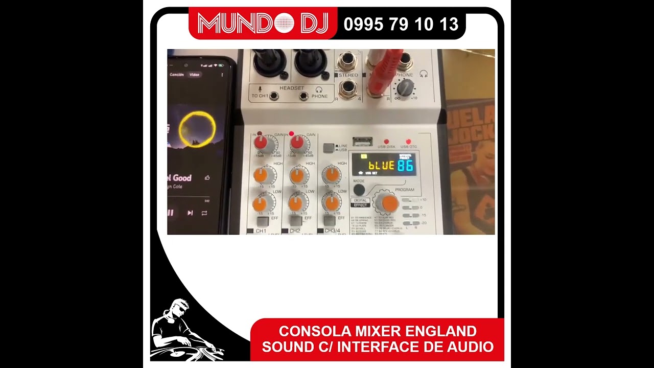 CONSOLA MIXER ENGLAND SOUND C/ INTERFACE DE AUDIO