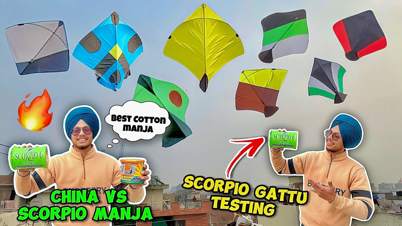Scorpio Cotton Manja Testing 😱 || China Gattu Vs Cotton Manja || #kiteflyinglover #kitevlogs 