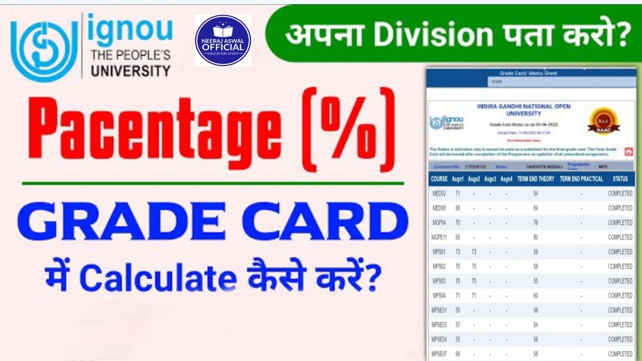 How To Calculate IGNOU Percentage | Grade Card से Percentage कैसे चेक करें | Neeraj Aswal | IGNOU