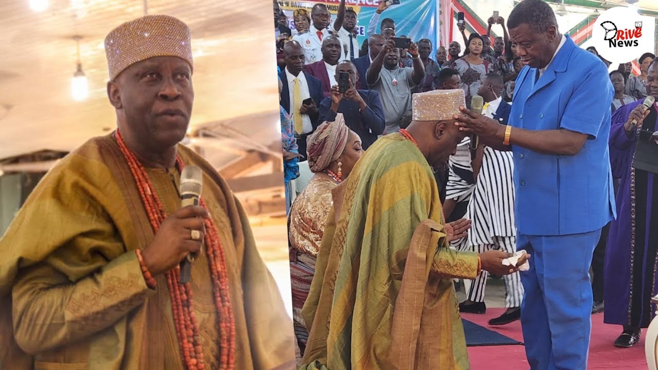 SEE AS OBA AFOLABI GHANDI OLAOYE KNEELS AS RCCG PST. E A ADEBOYE ANOINTS SOUN OF OGBOMOSO LAND