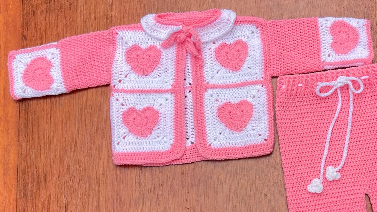 🧶Crochet Baby Heart cardigan 0-12m beginners/ Easy Crochet Valentine's Cardigan #crochetbabycardigan