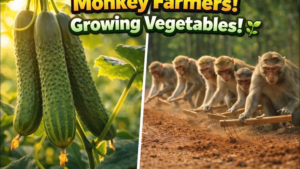 Monkey Farmers Grow Vegetables 🐒🥒 | Amazing Jungle Farming