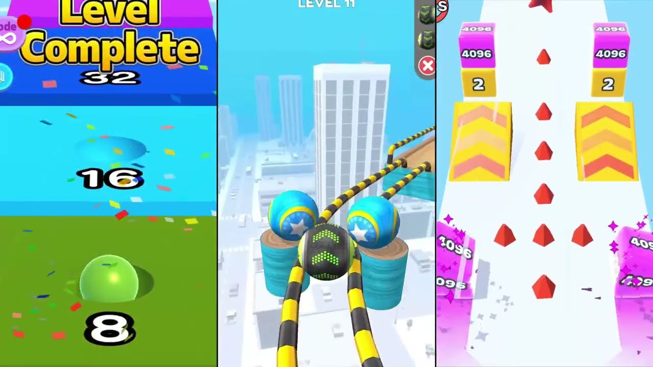 Going Balls vs Ball Run 2048 vs Jelly Run 2048 All Levels Gameplay Comparison
