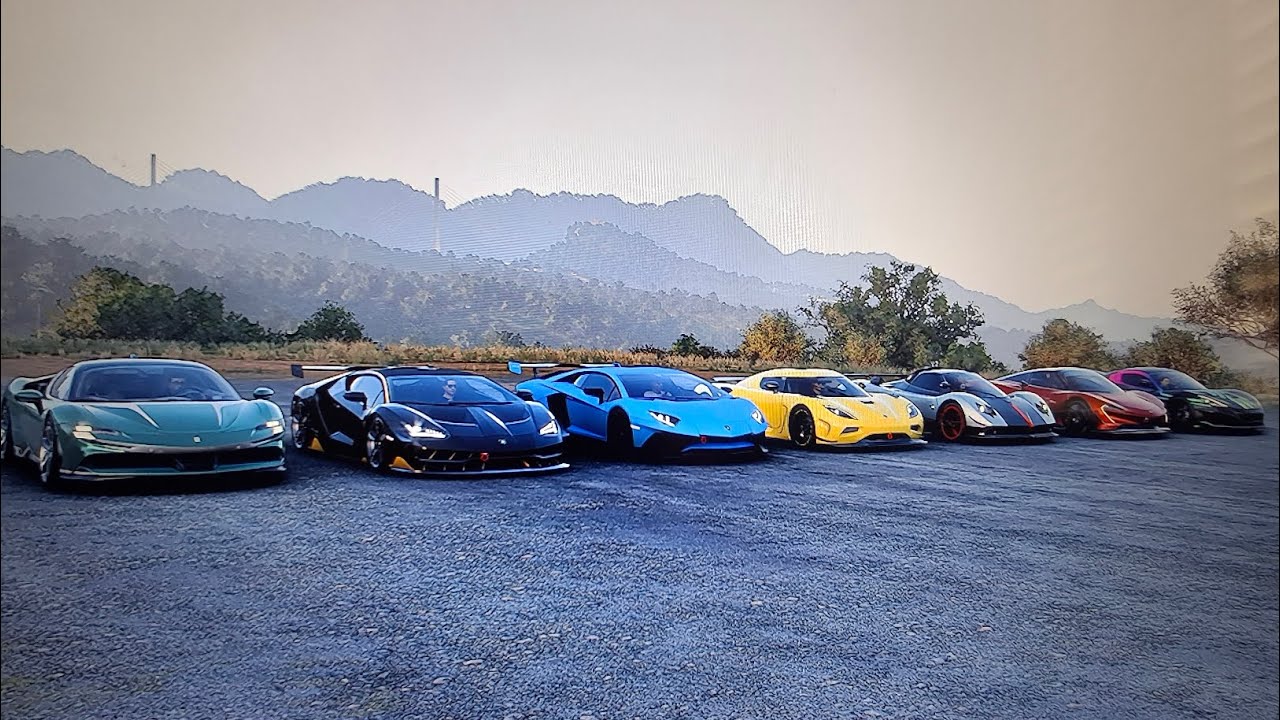 FH5 drag race Ferrari SF90 Stradale Centenario Aventador SV Agera R  Zonda Cinque Speedtail Nevera 