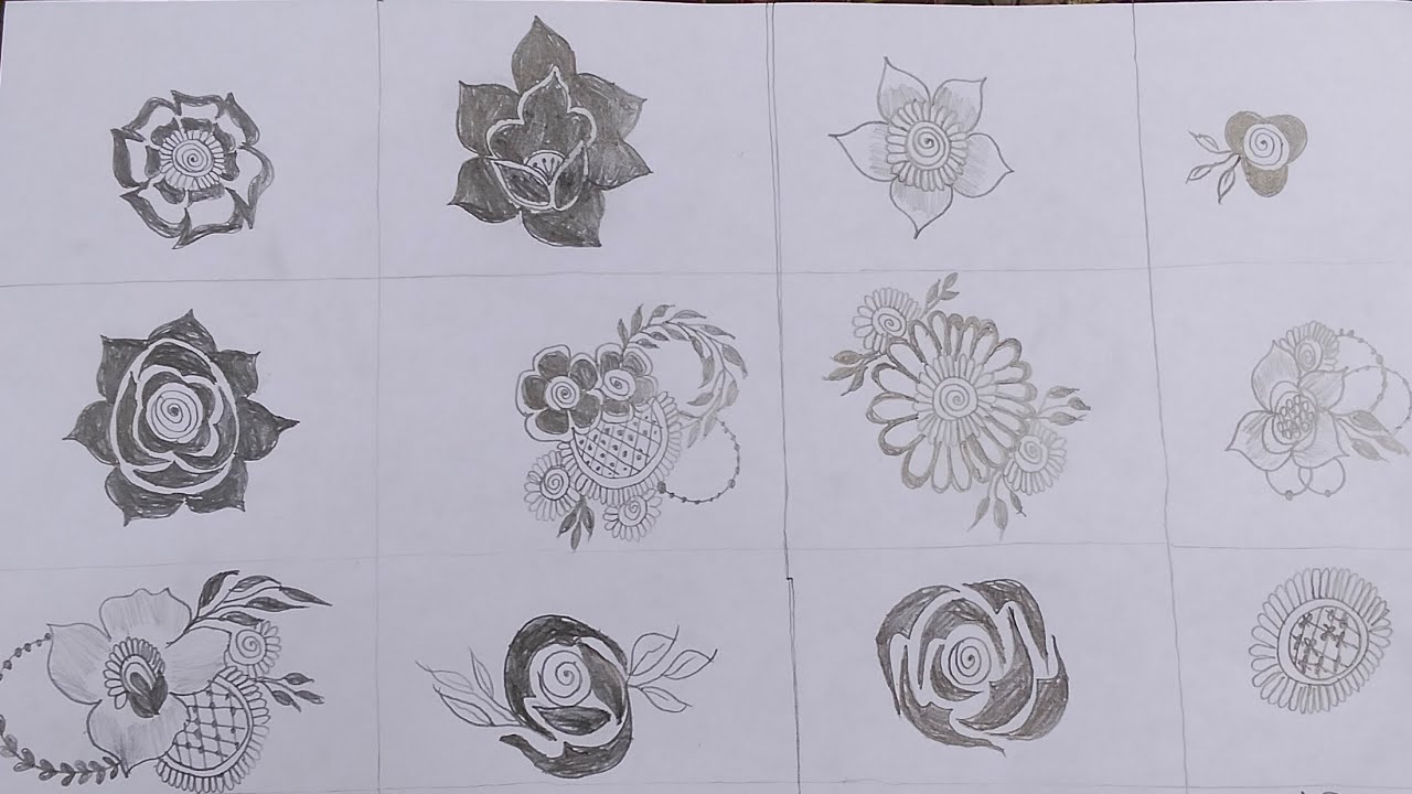 How to:12diffrent mehandi flower||12 different henna flowers for beginners||Learn with cuddle Petal 