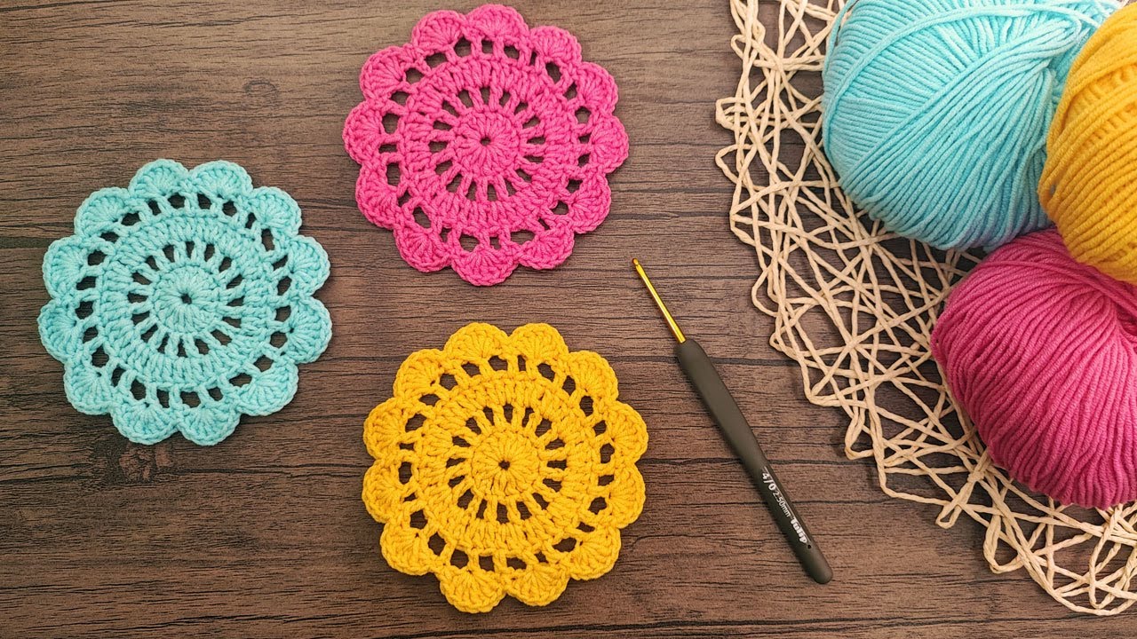 🌸 Легкая подставка для цветов, связанная крючком (подставка для начинающих крючком)