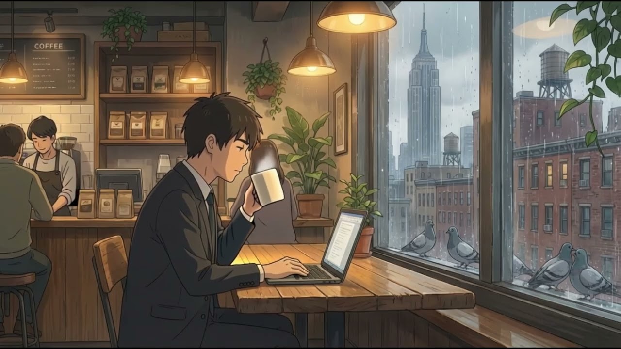 Rain Lofi 🌧️ Cozy New York City Cafe | Chill Lo-Fi Beats