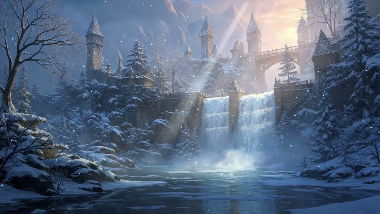 Winter Castle Above the Falls ❄️ Majestic Medieval Music for Relax, Study & Sleep