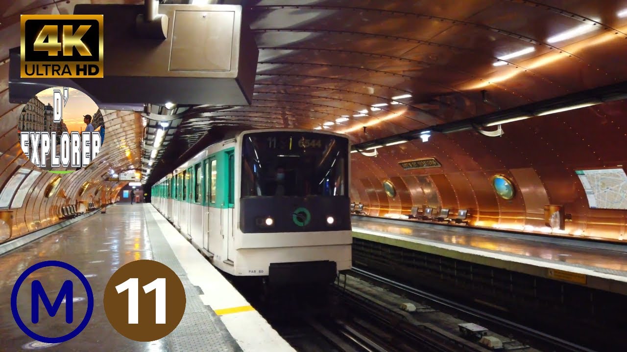 【4K】🇫🇷Paris Metro Station Line 11》Arts et M&eacute;tiers ,Rolling Stocks MP73