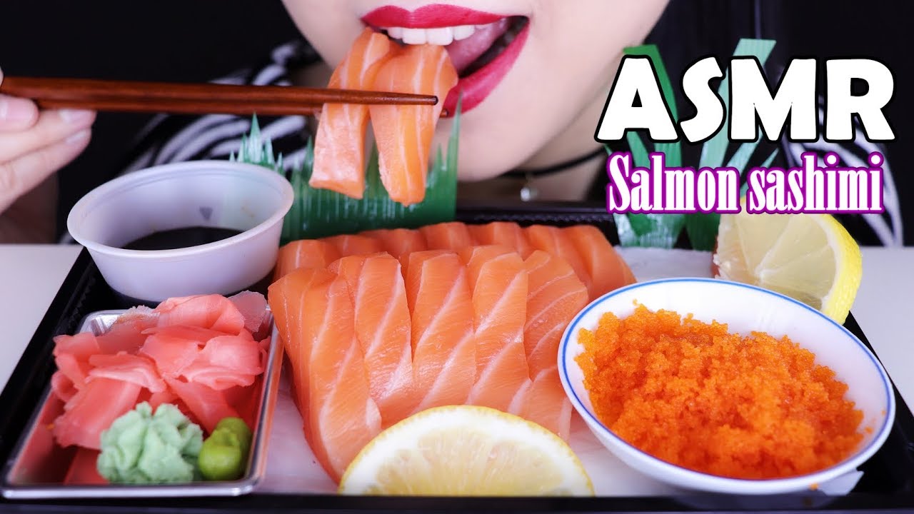 ASMR SALMON SASHIMI | サーモン食べる | 연어회먹방 리얼사운드 노토킹 | ăn cá hồi sống | sashimi de salmão | 刺身 Abbey ASMR