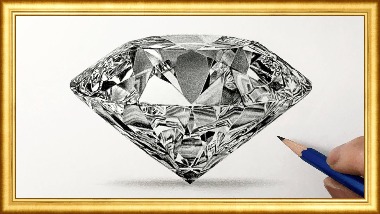 Drawing 3D Diamond💎  pencil sketch 鉛筆画