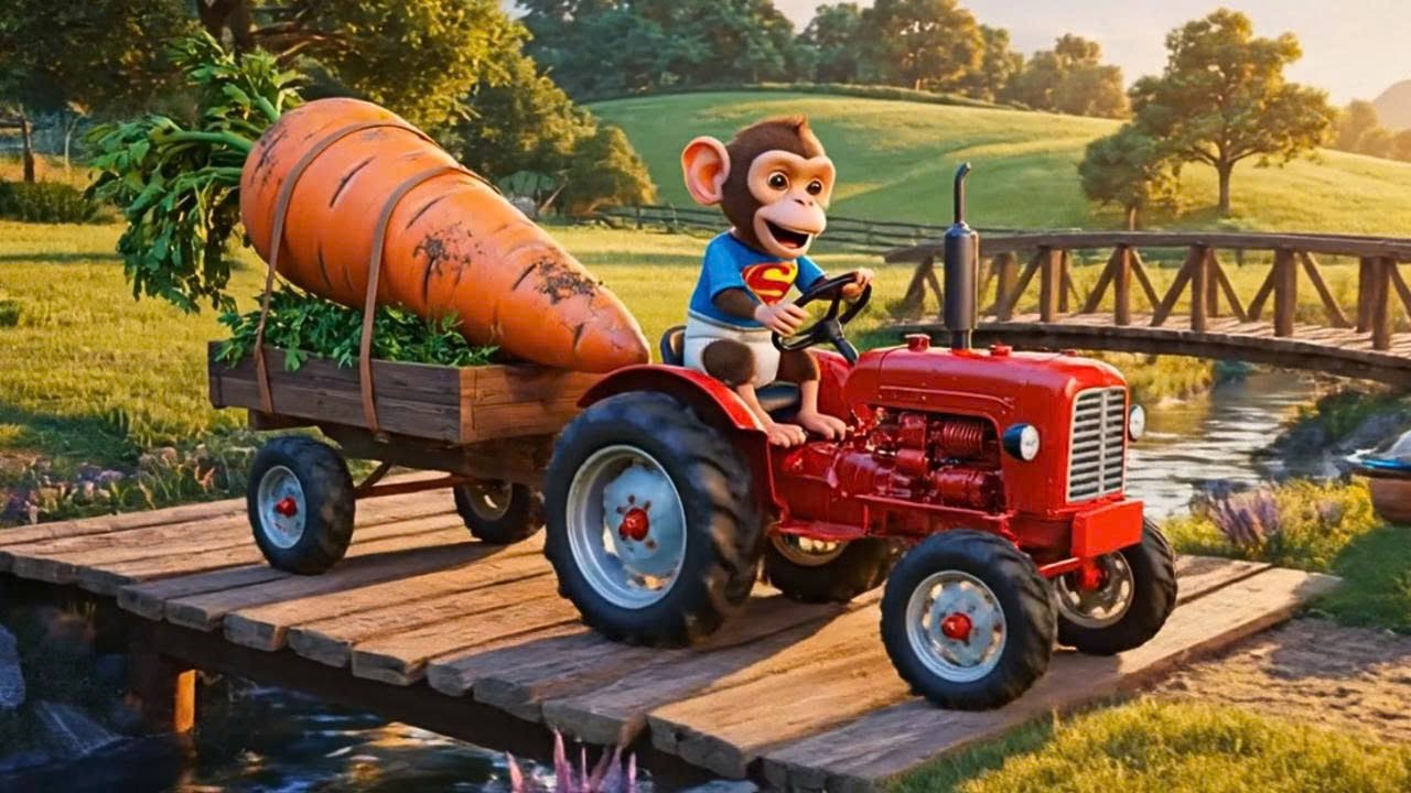 Nana the Monkey Rides a Tractor to Rescue Ducklings and Harvest Carrots! &ndash; MONKEY LIFE FARM