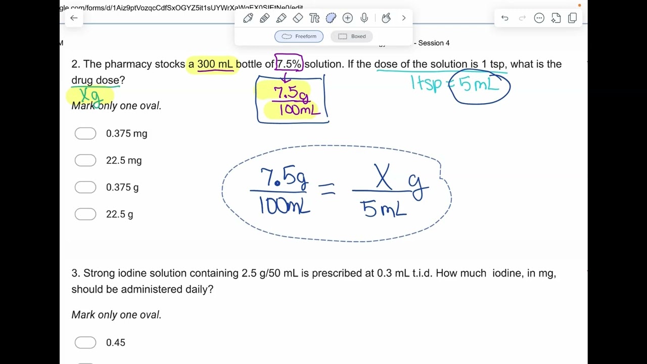 Math Review Session 4 - 7 Questions (Percent Strengths & Concentrations)