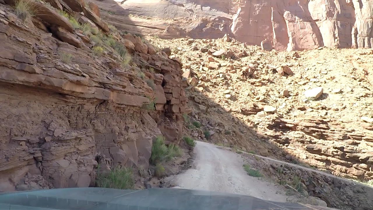 Our Subaru Outback Driving Down Shafer Trail to Potash Rd 9.12.2024