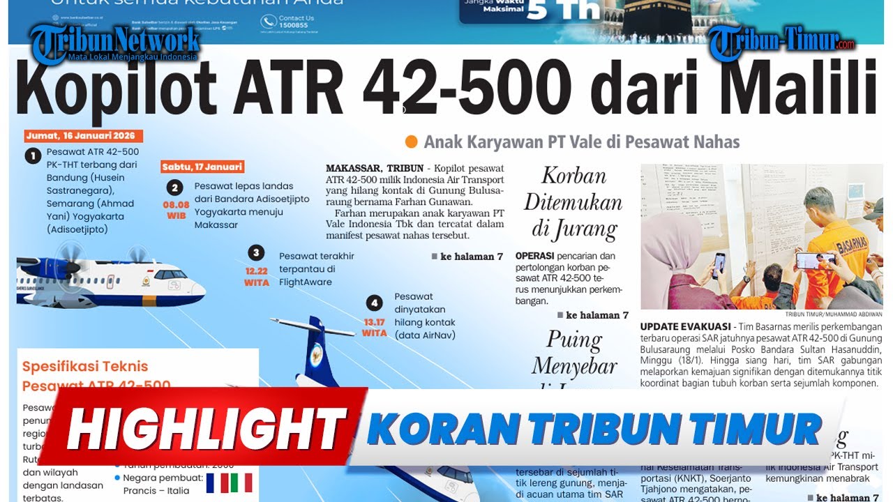 🔴HIGHLIGHT KORAN: Kopilot ATR 42-500 dari Malili
