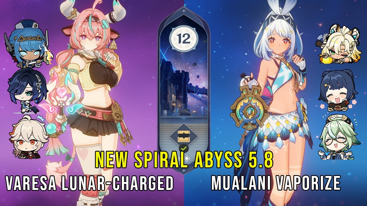 NEW Genshin Impact Abyss 5.8 | C0 Varesa Lunar Charged and C0 Mualani Vaporize | Floor 12 9 Stars