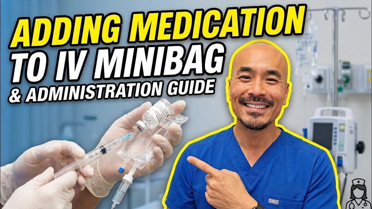 Adding medication to IV mini bag, medication reconstitution & administration.