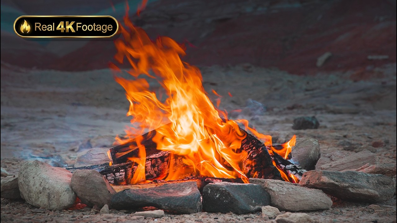 Remote Western Desert Campfire | Crackling Fire & Night Ambience (4K)