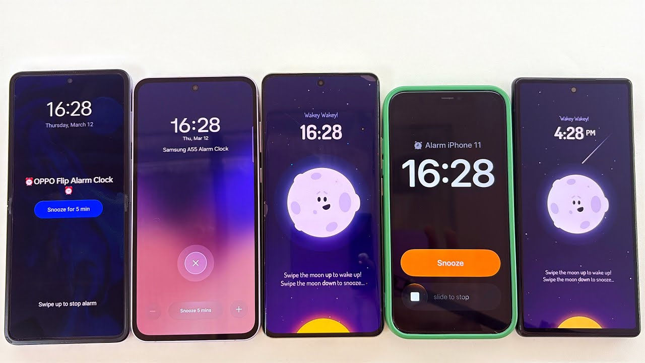 Alarm Clock + Timer Google Pixel 6, iPhone 11, Realme 12 Pro, Samsung A55, OPPO Find 2N Flip 