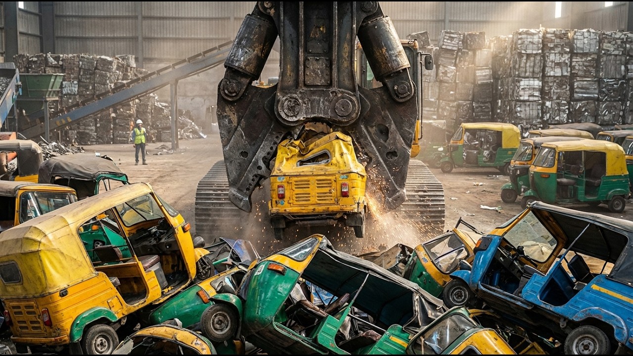 1 Million Rickshaws Crushed! Inside the Mega Recycling Beast 🏗️