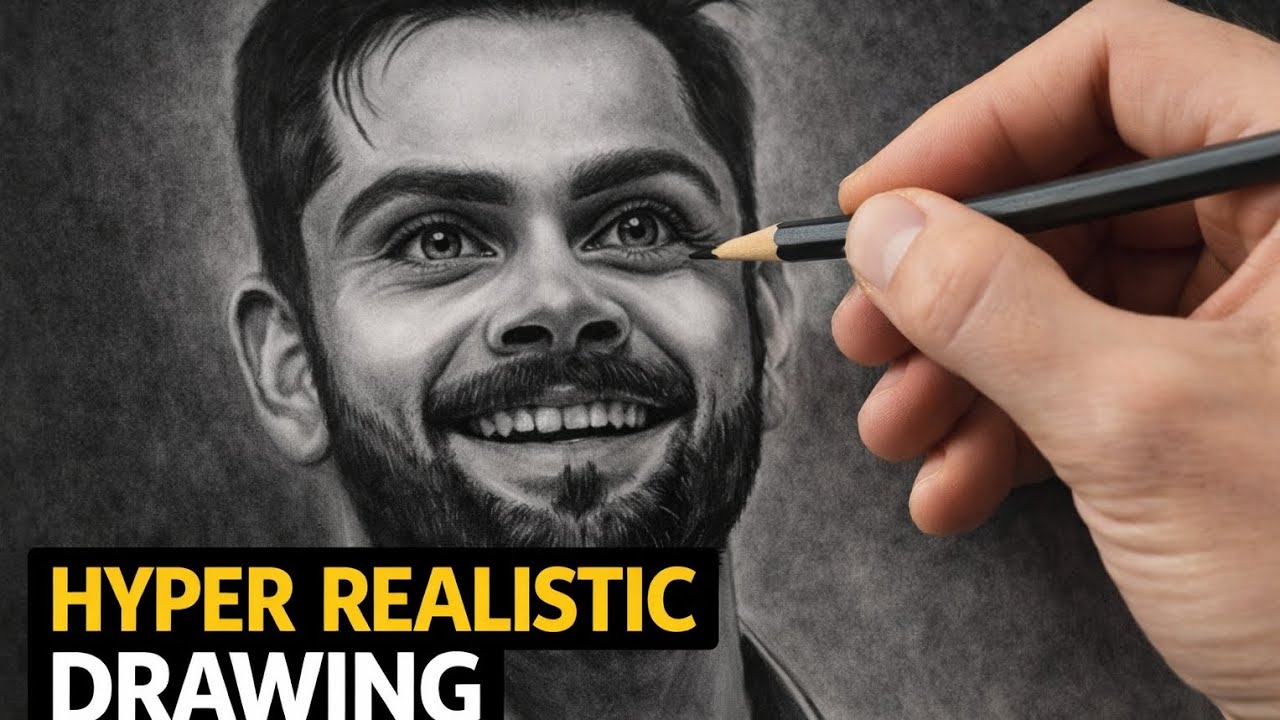 Hyper realistic drawing of virat kohli #pencildrawing 