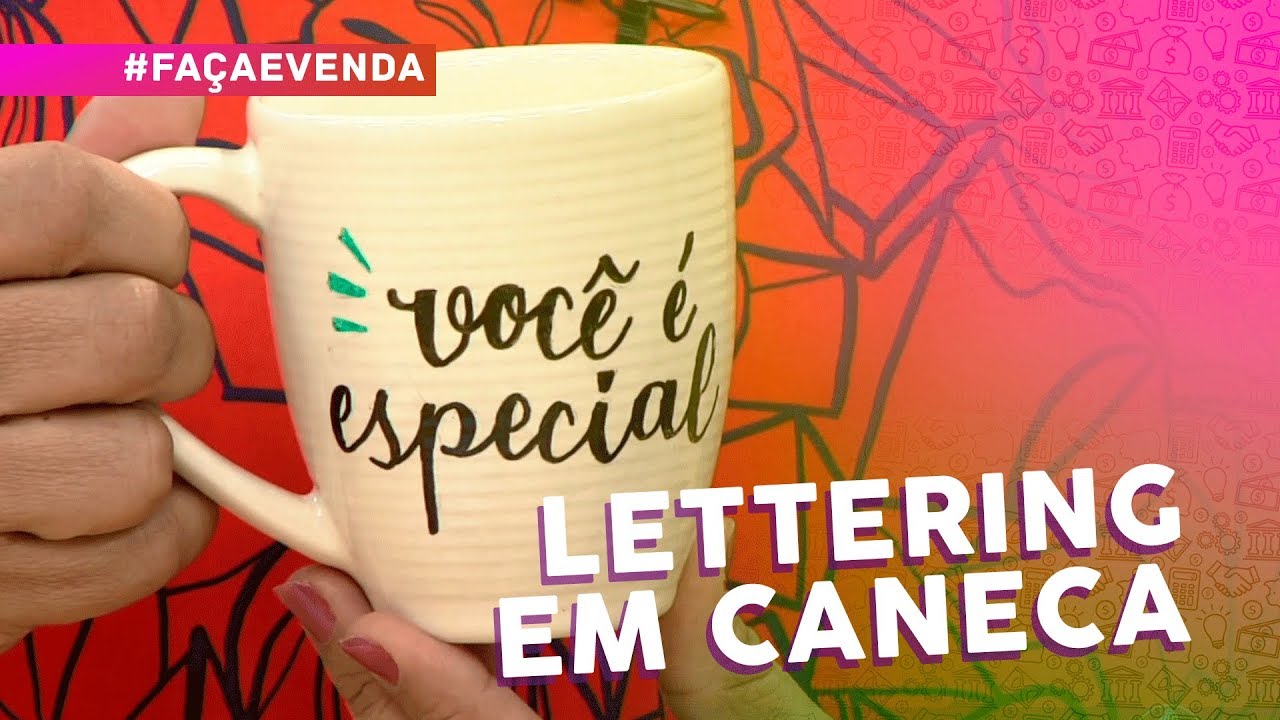 Caneca personalizada com lettering por Pollyana Rodrigues