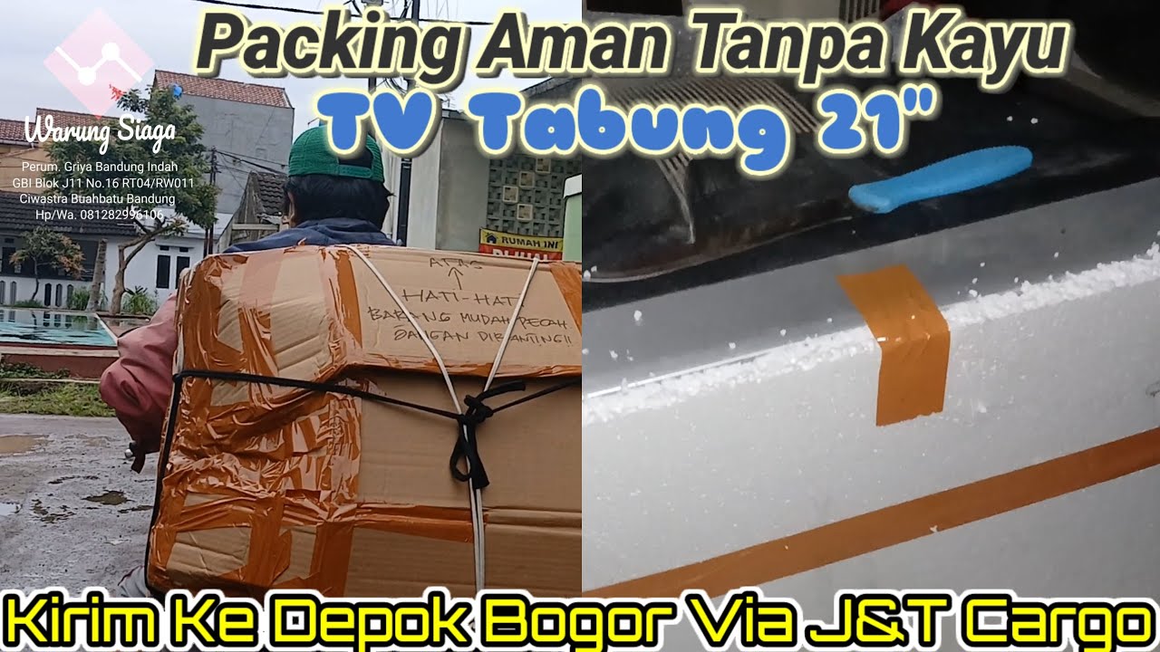 Packing Aman Tanpa Kayu TV Tabung 21 Inch Kirim Ke Depok Bogor Via J&T Cargo