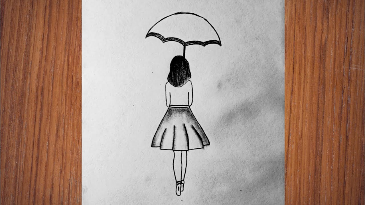 How to draw a beutiful girl with umbrella #thechetanart 
