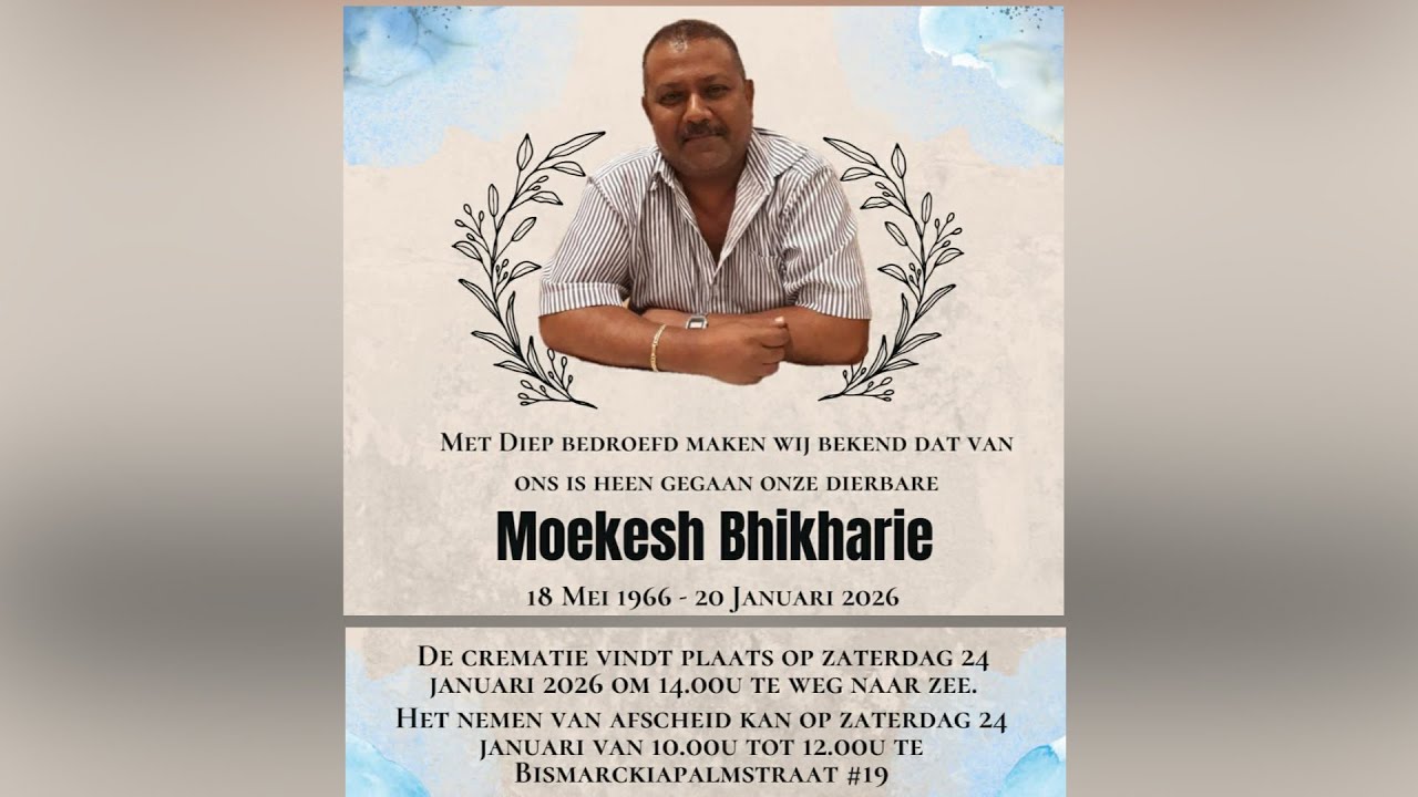 De uitvaartdienst en crematie van Moekesh Bhikharie. Zaterdag 24 januari 2026.