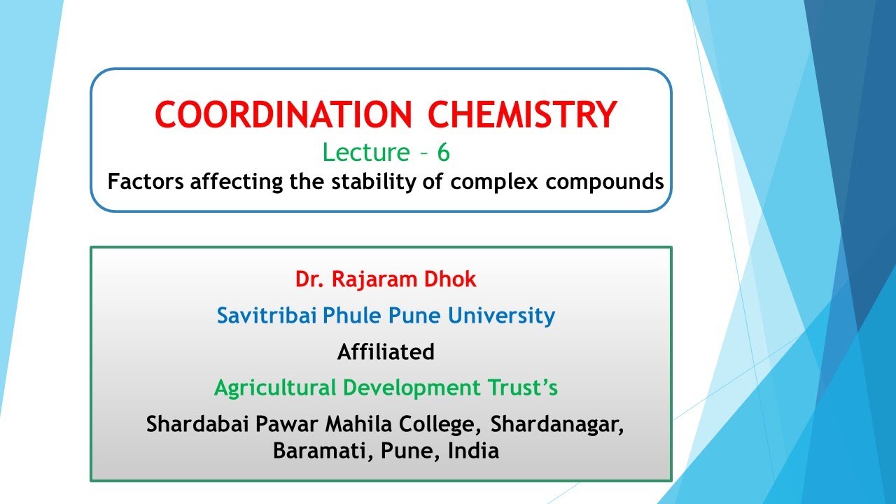 Coordination Chemistry Lecture 6 | Factors affecting the stability of complex compounds