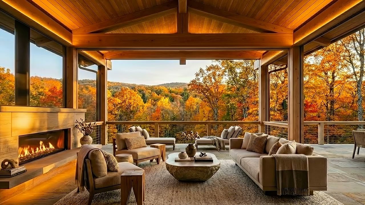 Fall Evening Luxury Ambience | Peaceful Jazz Lounge & Golden Autumn Views | 2 Hours