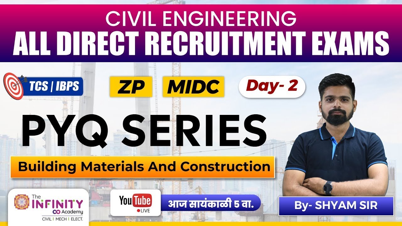 MIDC, ZP PYQs | MIDC Civil MCQs | Building Materials & Construction | Day - 2