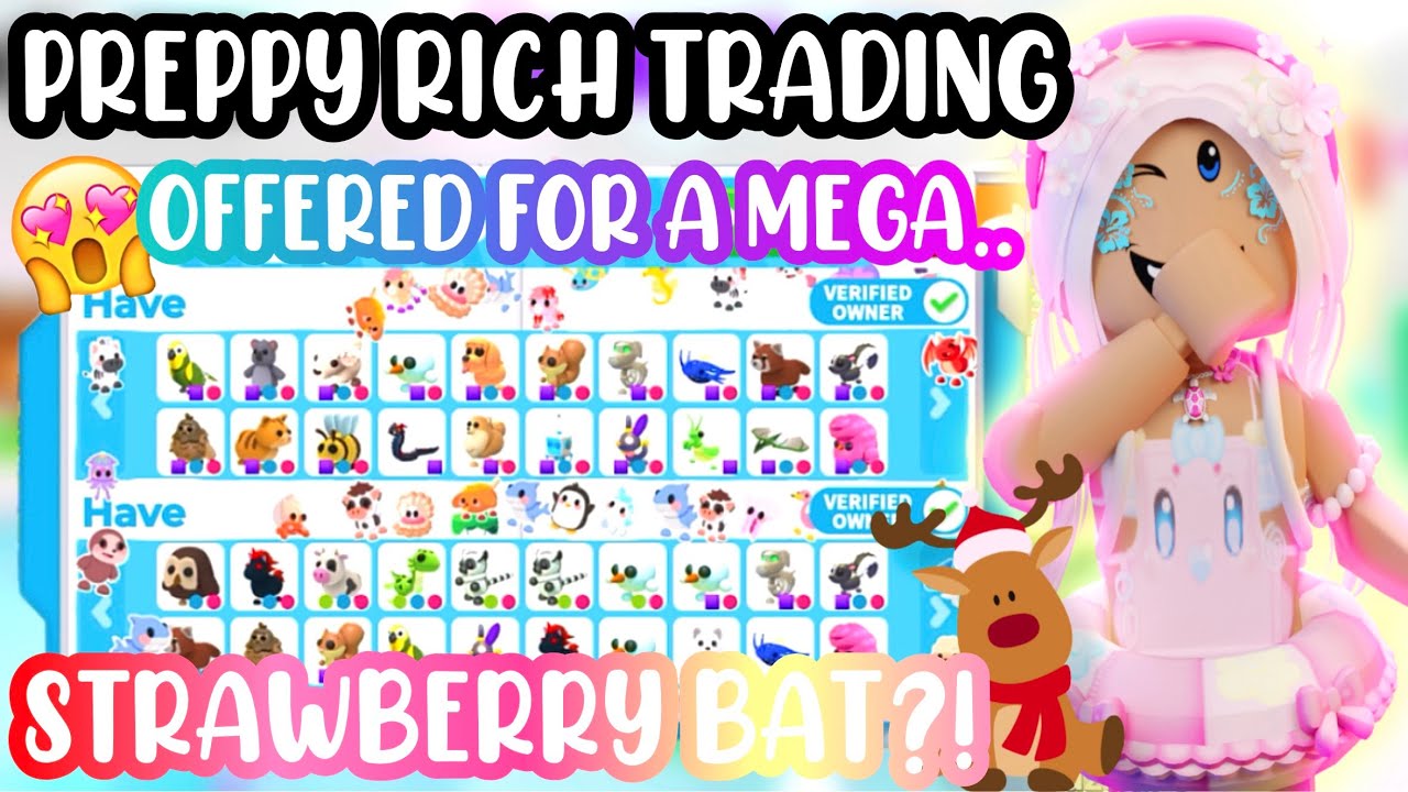 PREPPY TRADING!💗❄️🤔OFFERED FOR A MEGA STRAWBERRY BAT?!🍓🐉#adoptmeroblox #preppyadoptme #preppyroblox