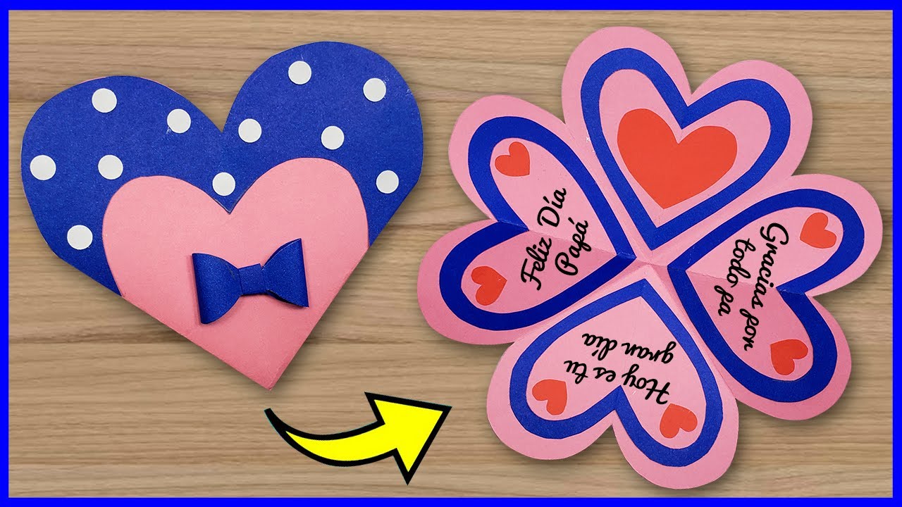 🥰Tarjeta corazón plegable para el día de del padre🥰 Father's Day Card Handmade Easy | Especial papá