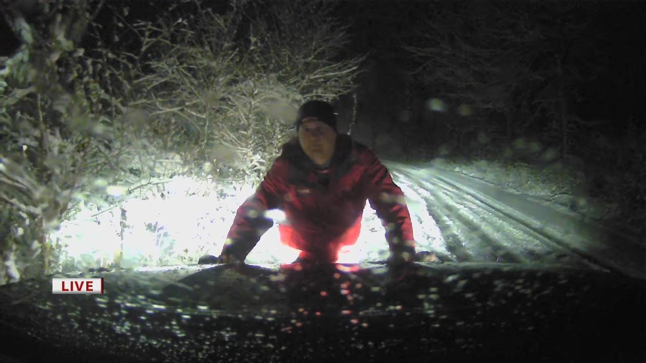 Live Drive | WDRB vehicle slides off the road while making turn in Memphis, Indiana