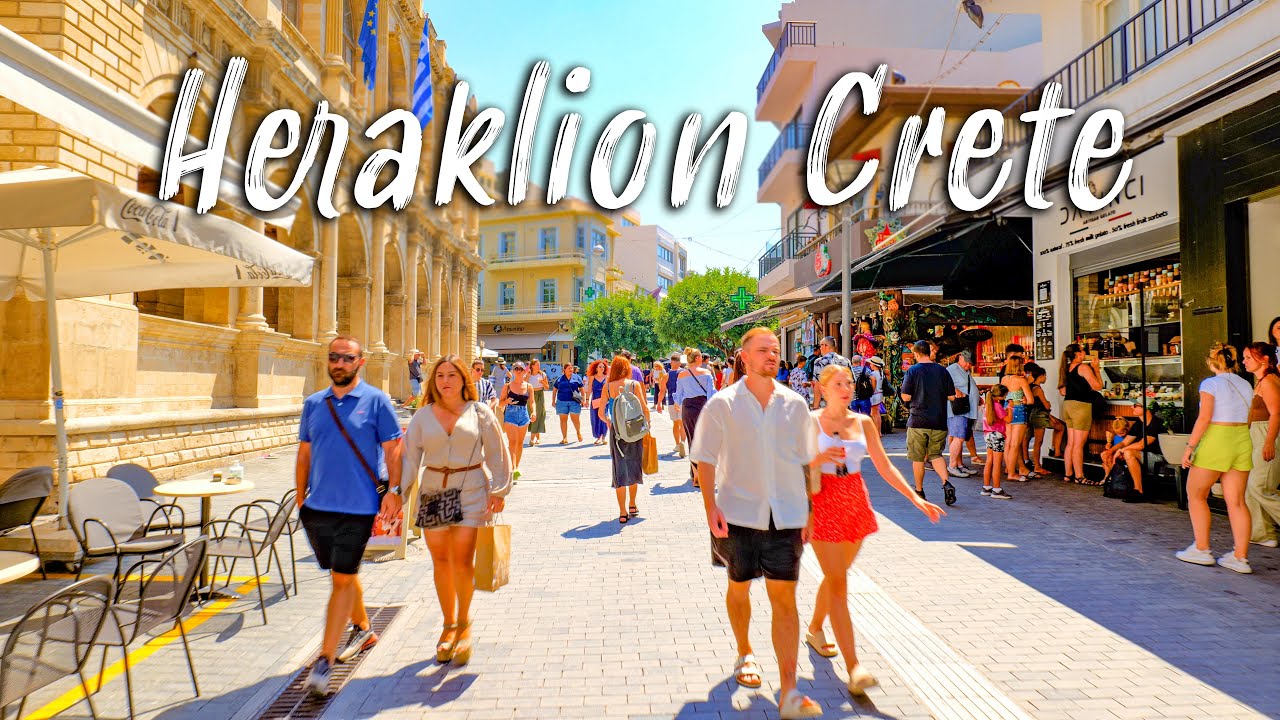 Crete Greece, Heraklion, walking tour in 4K, Greece 2022