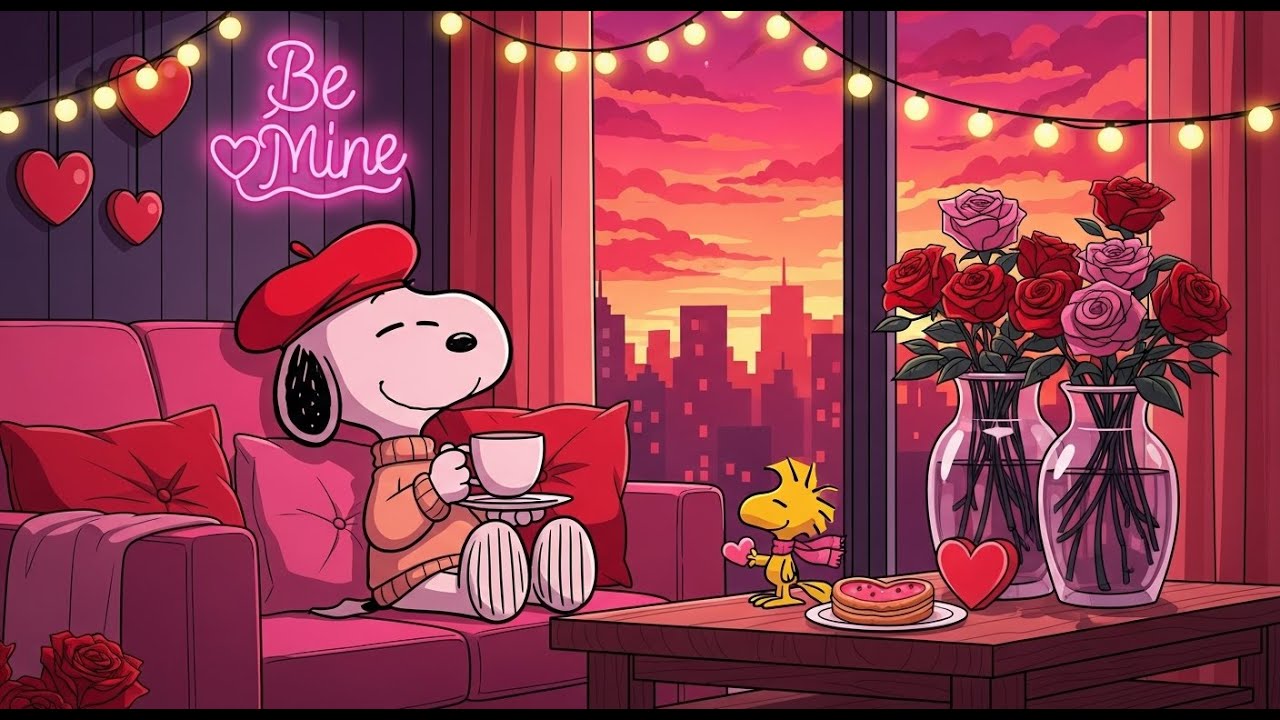 Snoopy's Sweet Valentine Jazz 💖 Soft Jazz Beats for Study, Relax & Love Medley
