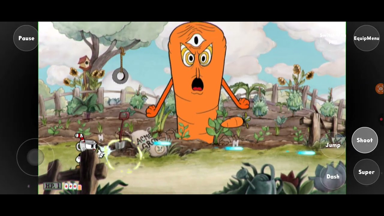 Jogando cuphead
